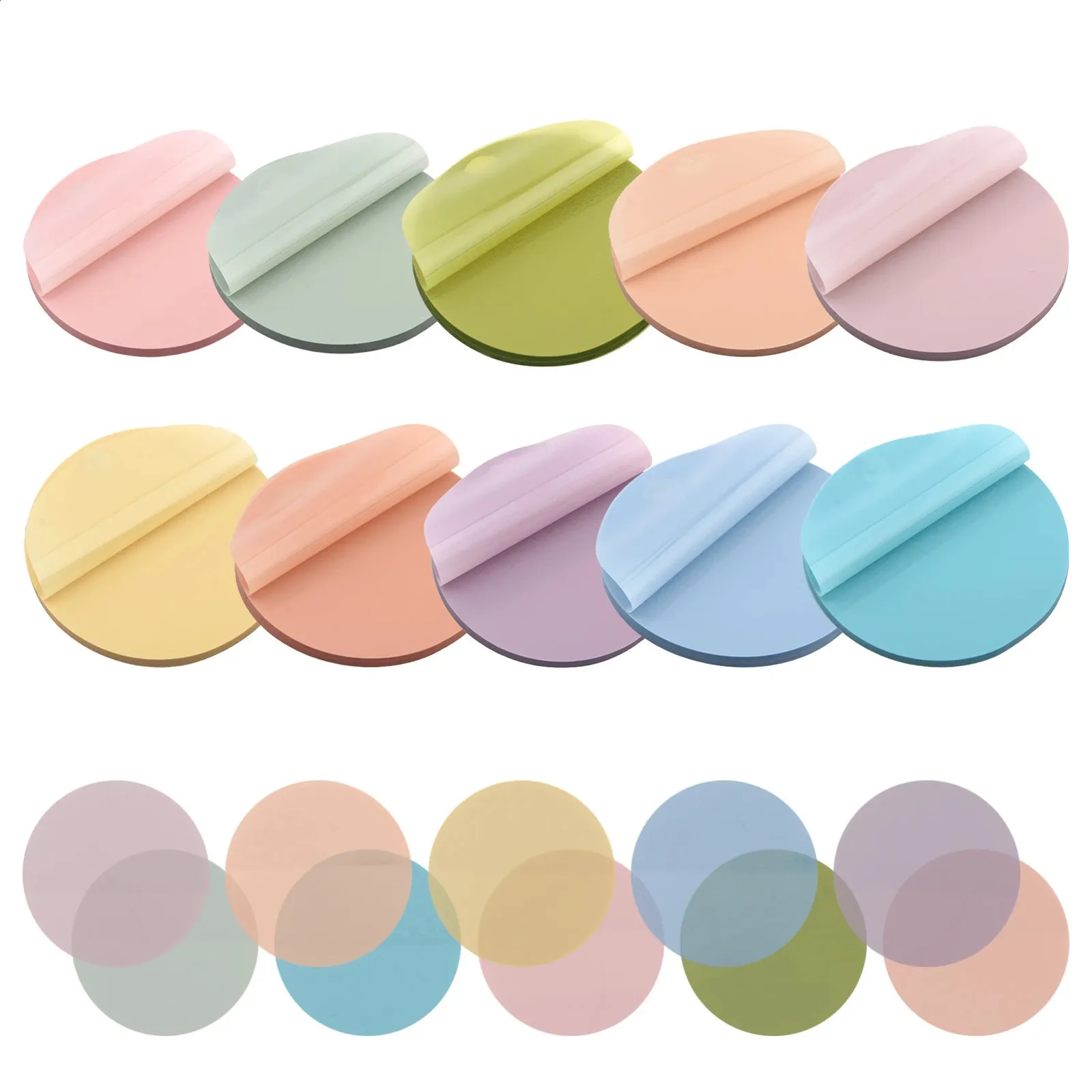 Round Sticker Notepad 10pad Transparent Round Self Stick Notes 500 Sheets Removable Memo Pads ...
