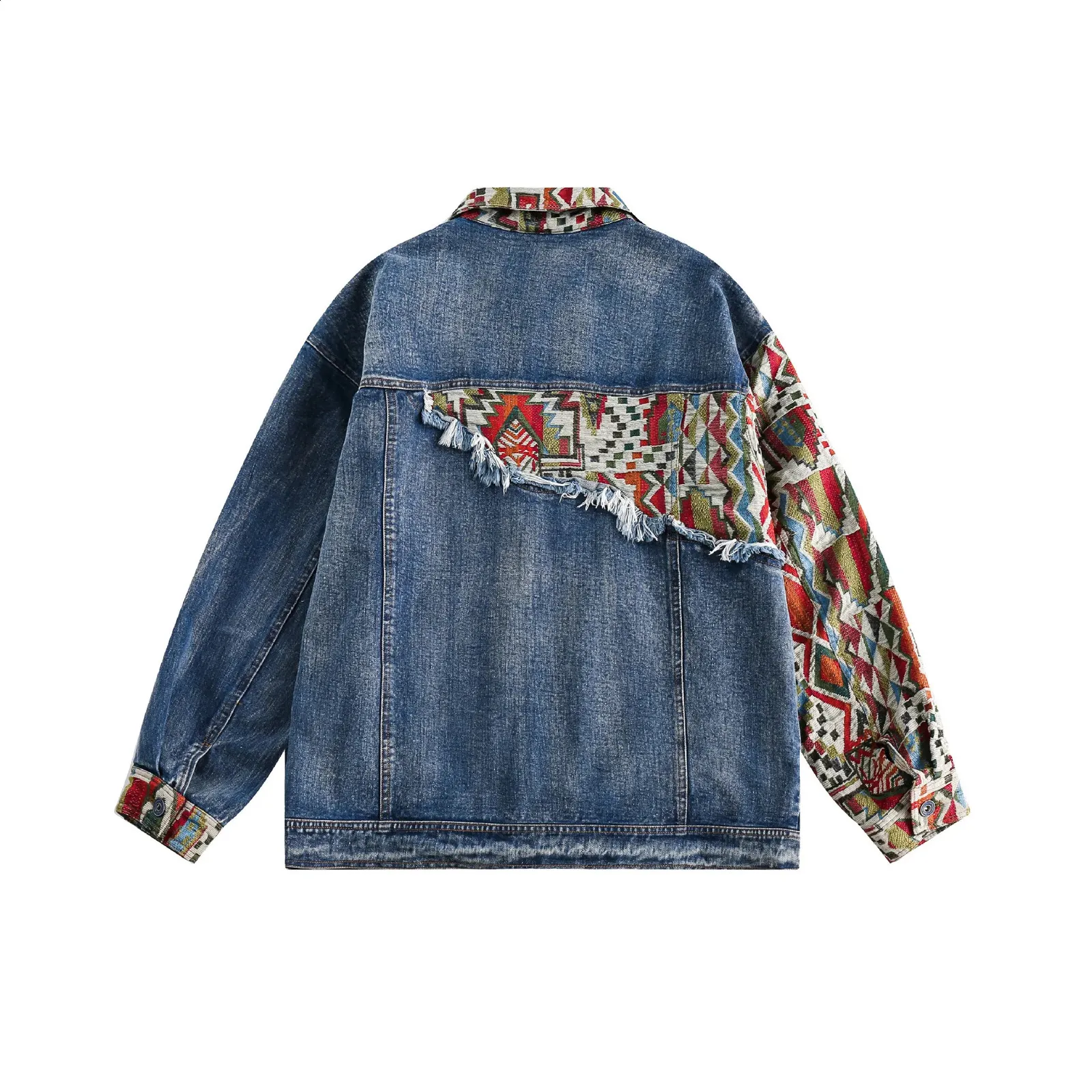 Embroidered Patchwork Denim Jacket: Hip Hop Streetwear Style