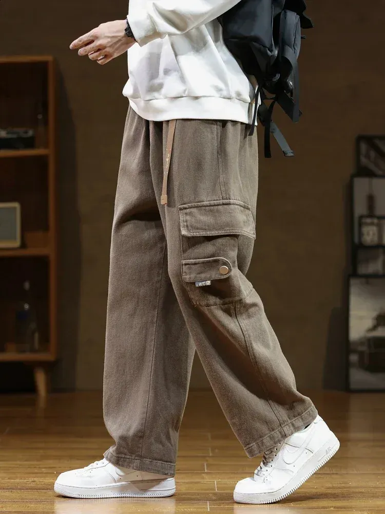 Autumn Cargo Pants Men Multi Pockets Cotton Casual From