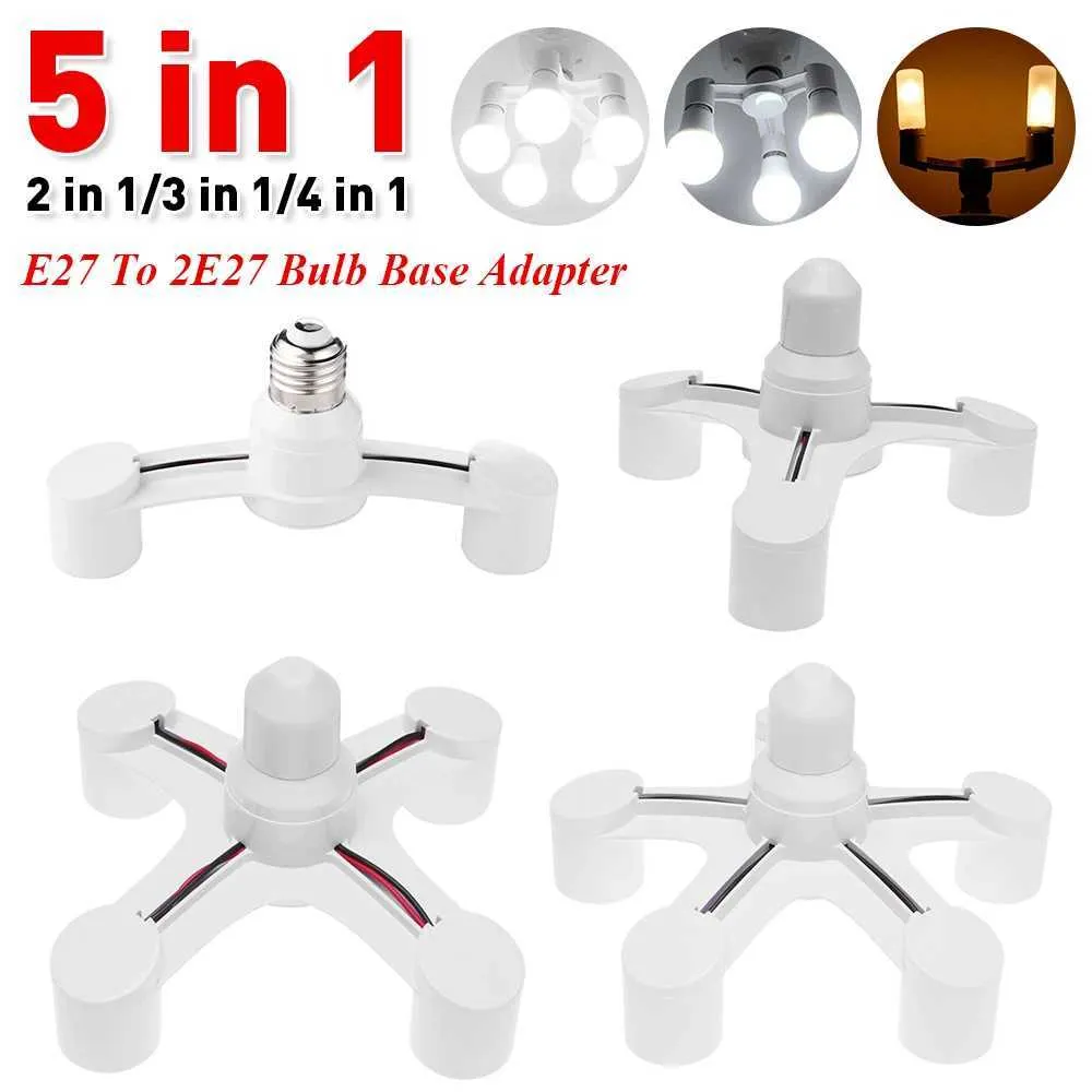 E26 E27 Light Socket Splitter Adapter – 360° Rotating Bulb Converter – White