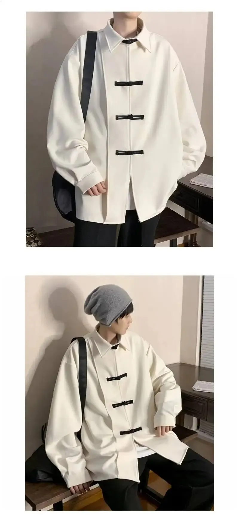 Autumn Chinese Knot Button trench jacket for Men Autumn Chinese Knot Button trench jacket for Men
