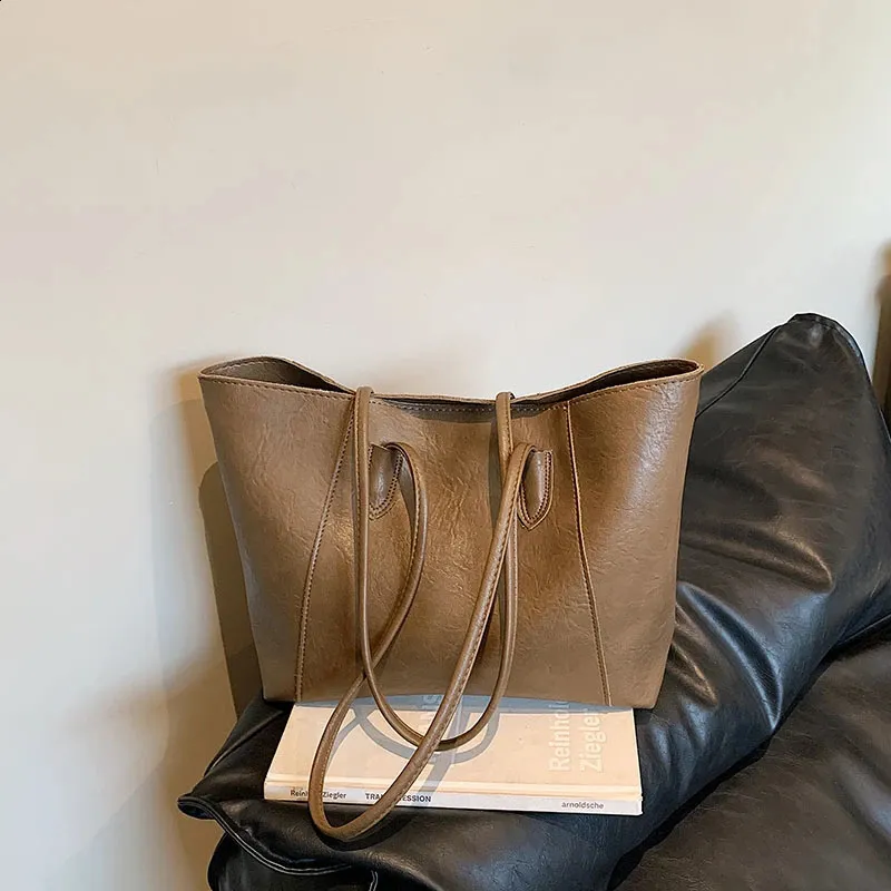 Ladies Versatile PU Leather Shopping Shoulder Bags Stylish 2024 Handbags for Women Black