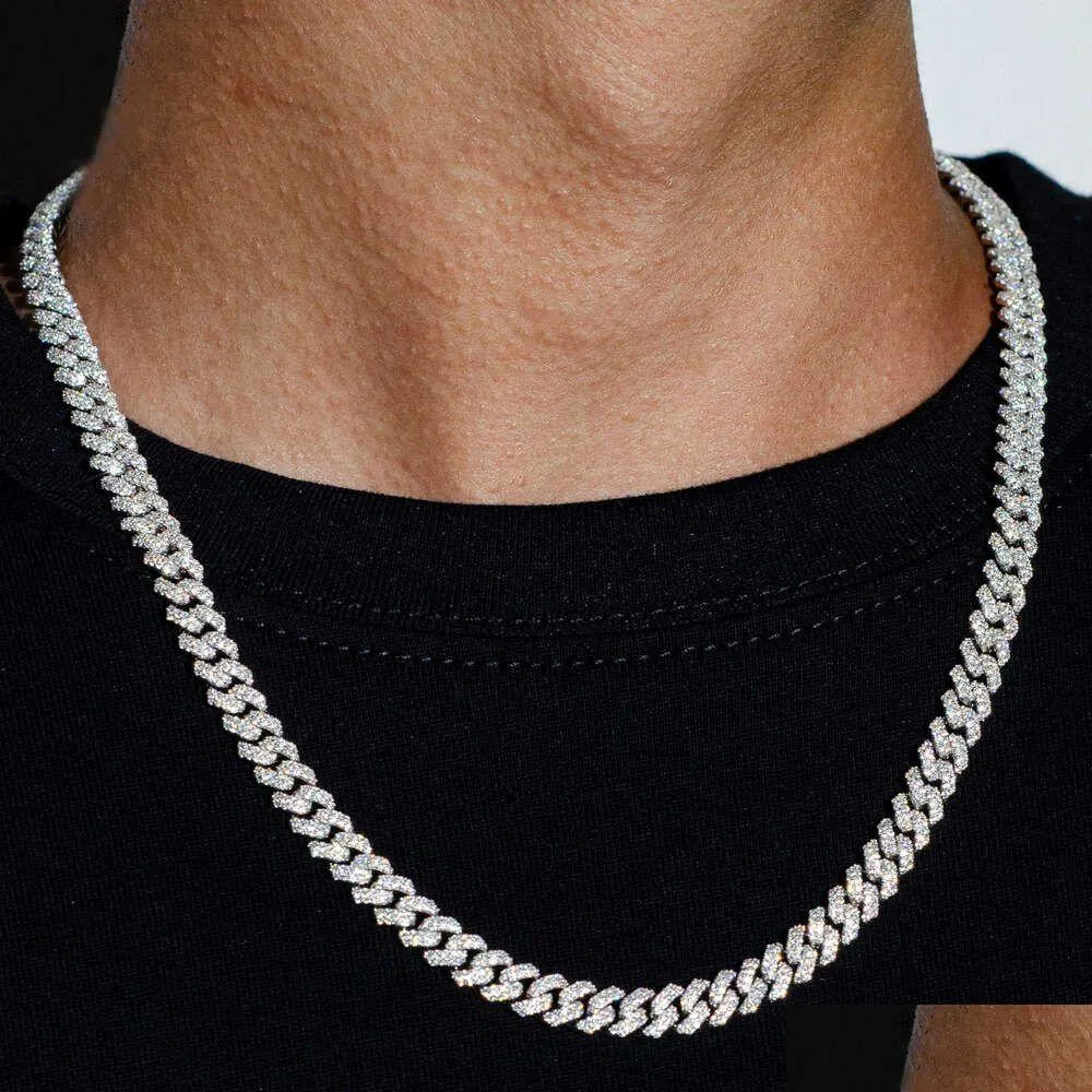 Moissanite 6mm Sterling Silver Cuban Link Chain Iced Out VVS