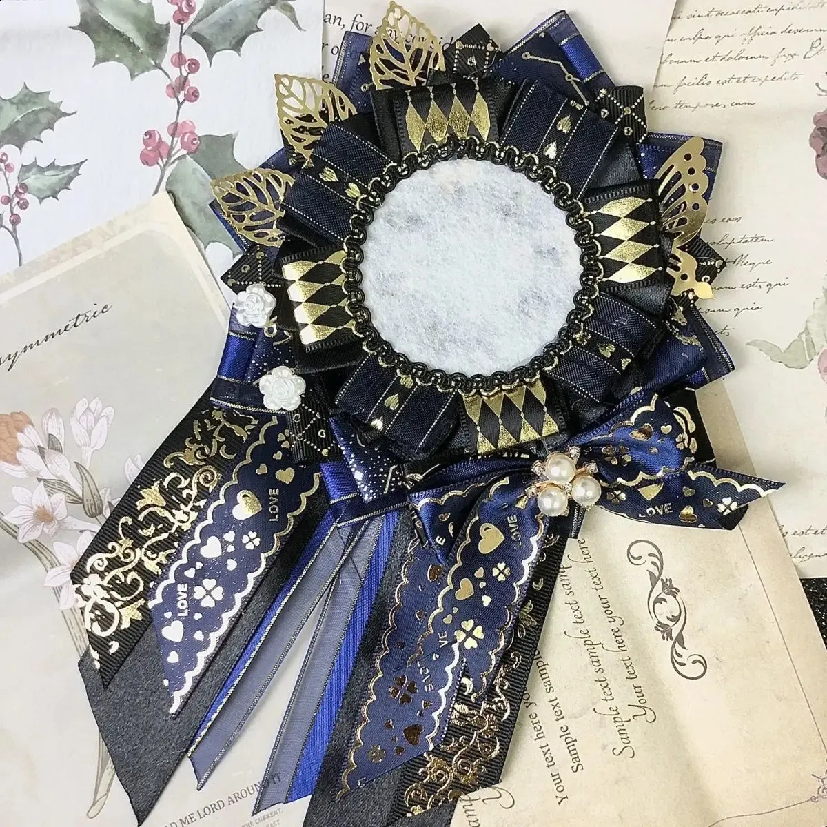Anime-Inspired Bow Ribbon Cosplay Decoration for Hair, Bags, Backpacks & Ita Bag Green Ribbon Cosplay Ita Bags Rosette Protection Flower Pin  main image 3