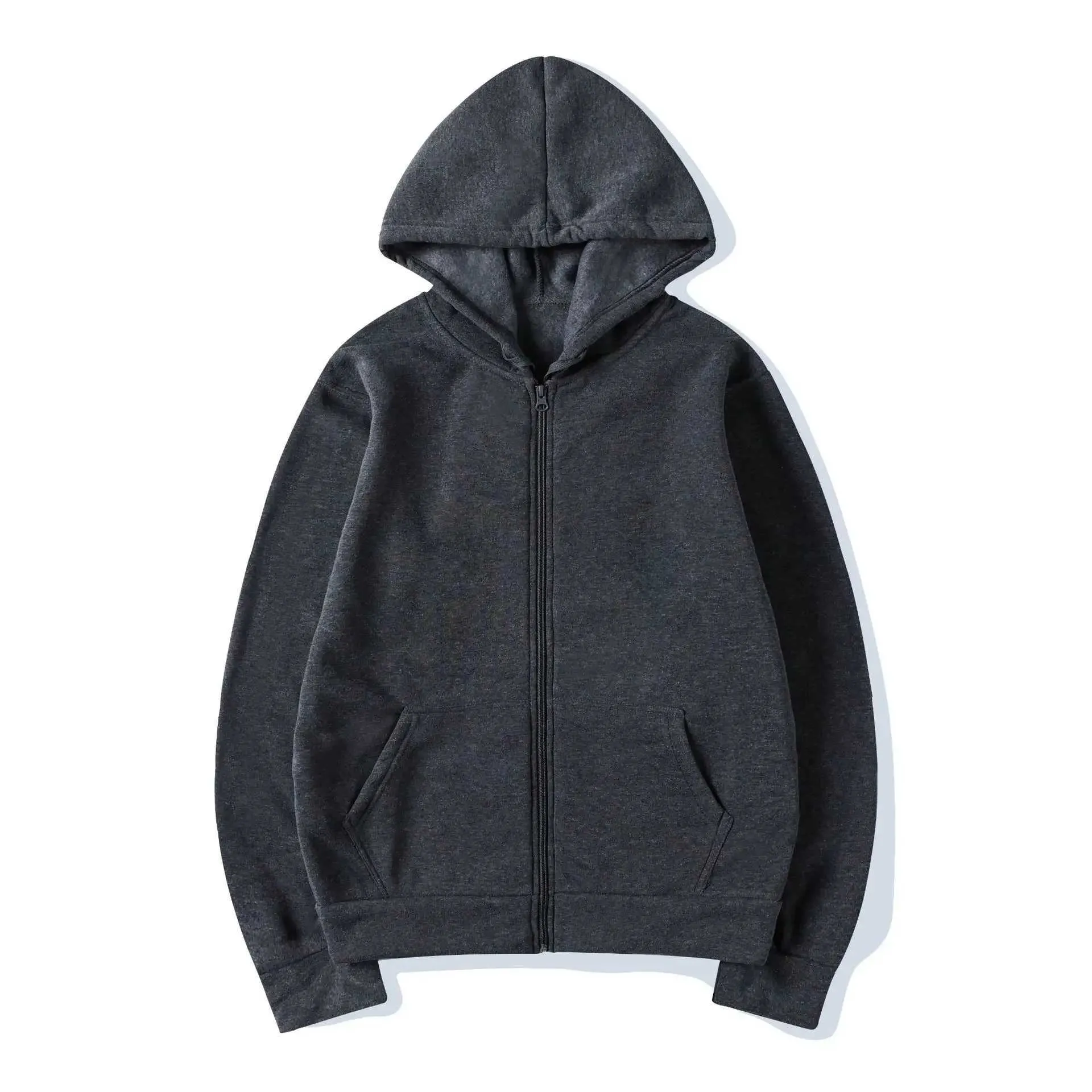 Unisex Zipper Cheap Zip Up Hoodie In Fashionable Black, Gray Unisex Zipper Cheap Zip Up Hoodie In Fashionable Black, Gray