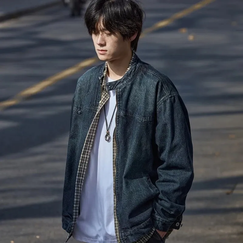 HAWAIIAN DENIM STAND COLLAR SHIRT JACKET