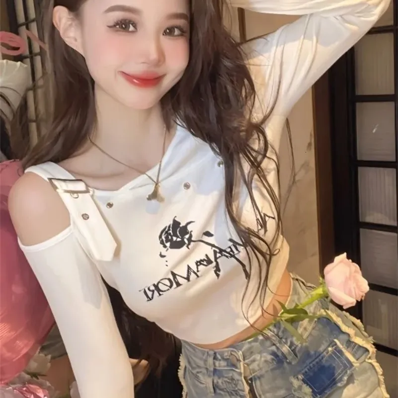 Long Sleeve Fairy T-shirt 100% Cotton High Waist Cut Top Womens 
