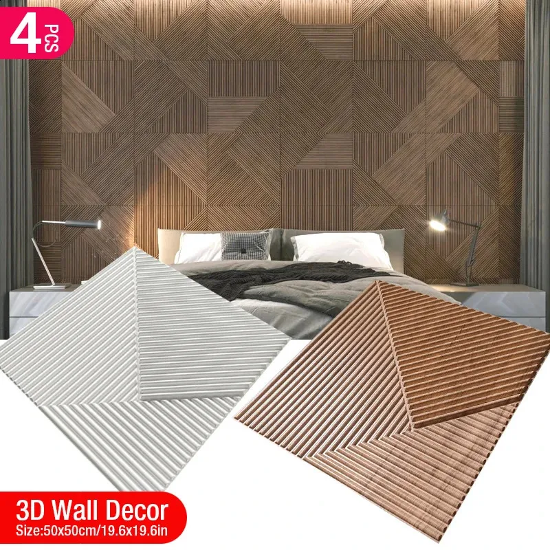 240827 3D Wall Panels 50cm 4 Pack Waterproof Wood... From Mengdastore ...