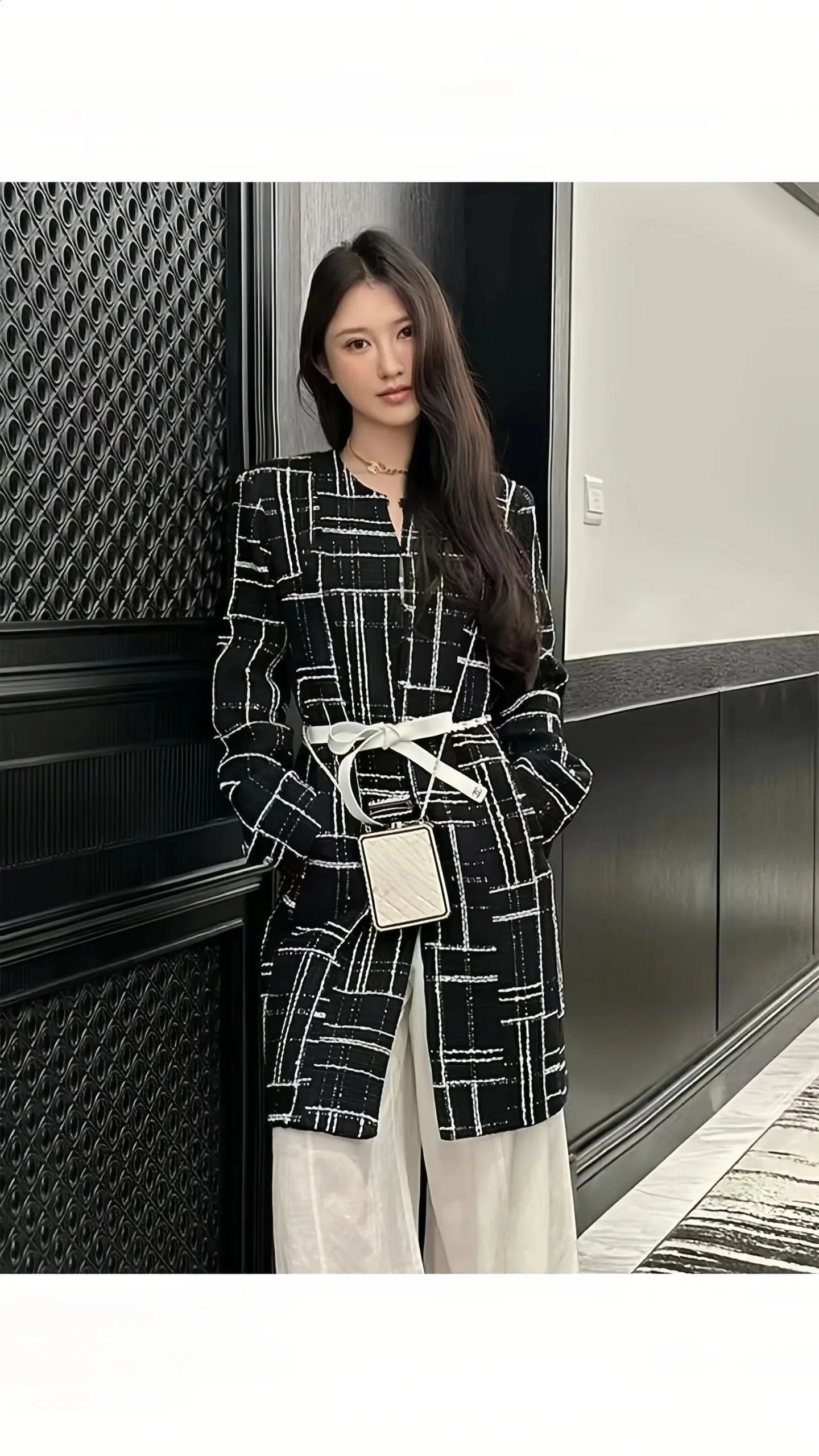 Ladies Tweed Jackets - Monochrome Tailored Tweed Dress with Coordinating  Jacket, Versatile Two-Piece Set