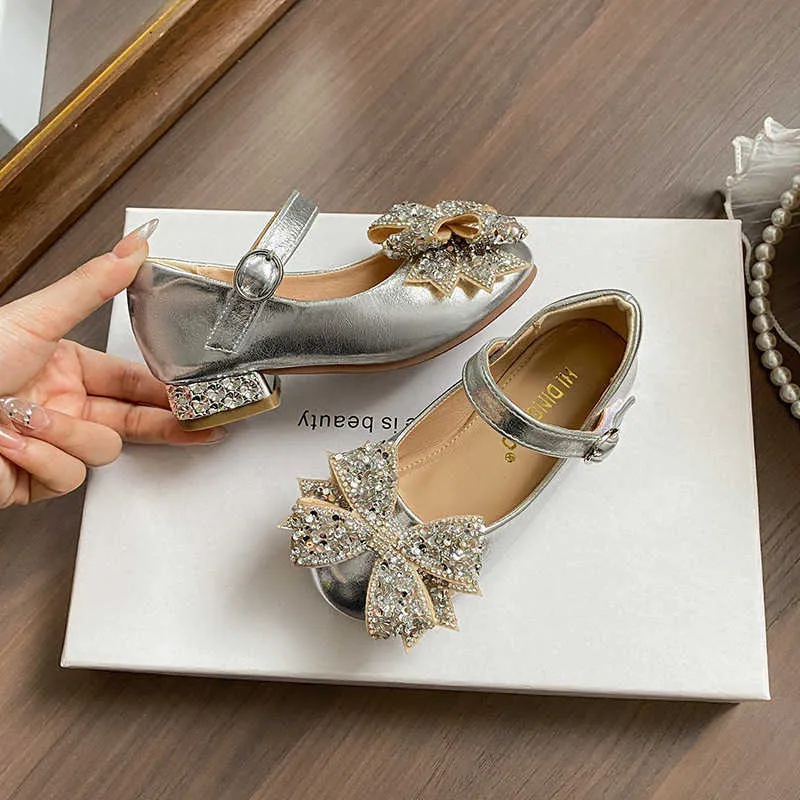 Princess Shoes: Girls High Heel Leather Sandals Stylish Crystal