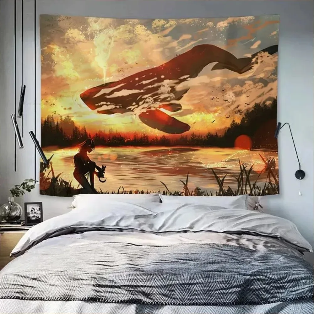 Tapiz De Pared Tema De La Ballena De Ballena Para La Decoración De La Sala  De Estar Tela De Poliéster Suave, Gran Tamaño De 11,05 € | DHgate, image size:1000x1000