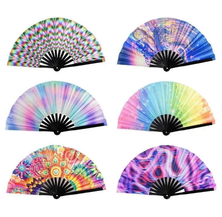 Colorful Gradient Folding Fans, 33cm Large Reflective... From ...