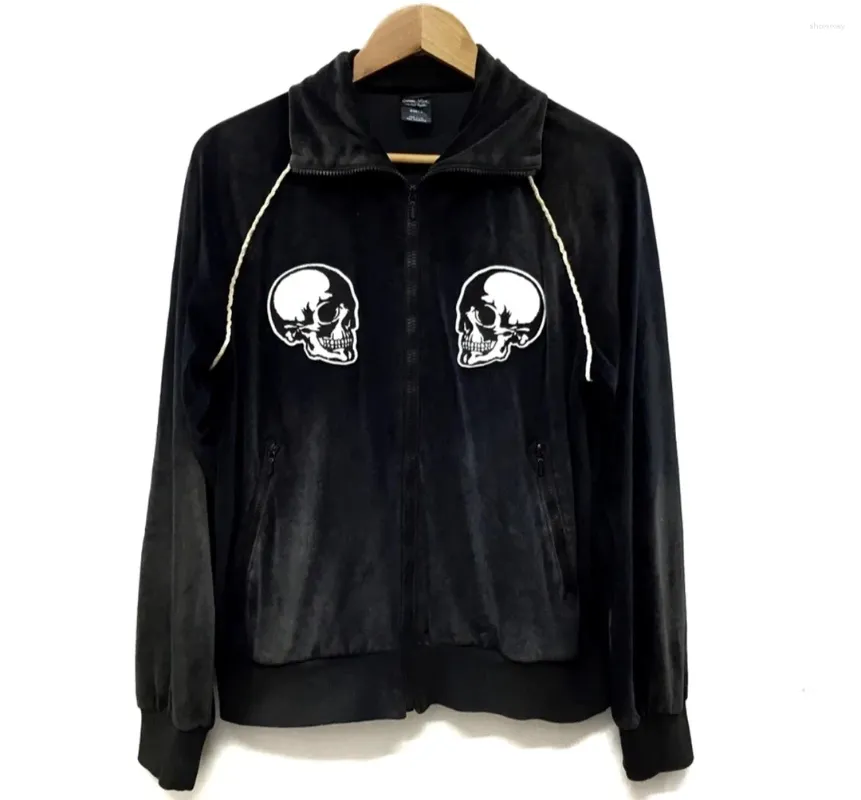 2024 Men's Velour Skull Velvet Embroidered Zipper 2024 Men's Velour Skull Velvet Embroidered Zipper