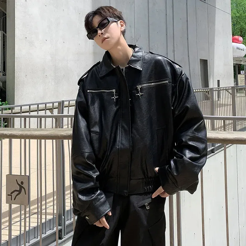 Ripped Jeans And Leather Jacket Korean Casual Spring Vintage - Main Image
