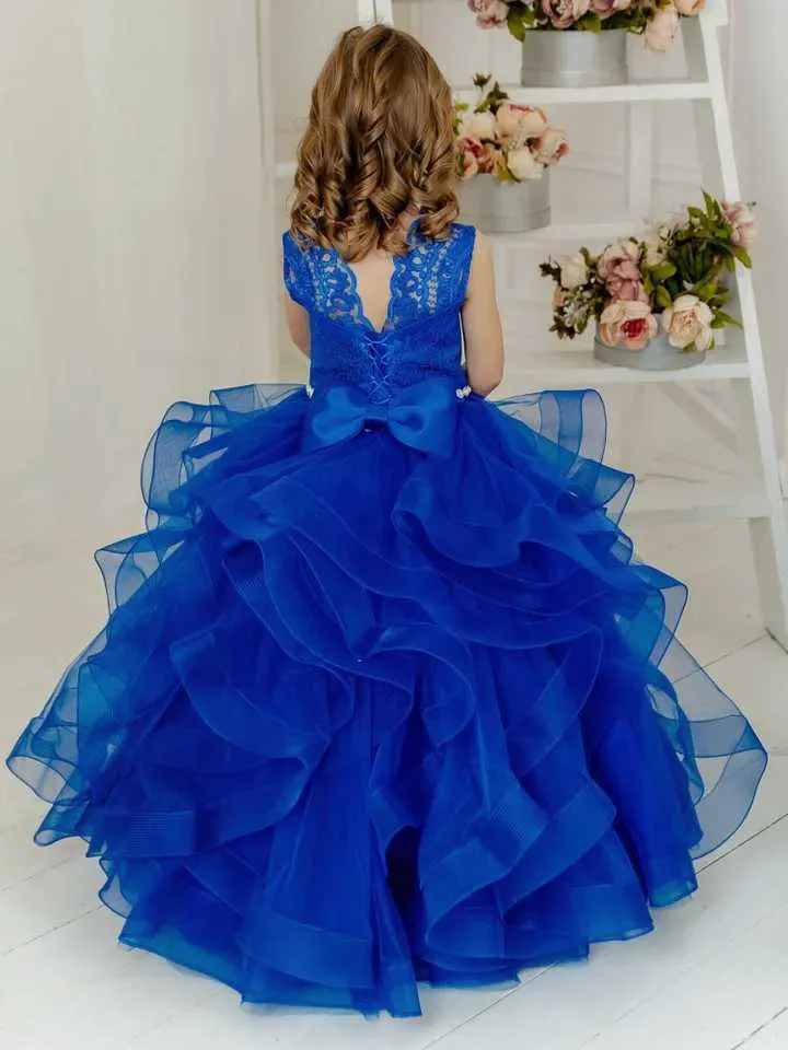 Girl's Royal Blue Flower Girl Dress Sleeveless Tulle Tiered Appliques Bow  for Wedding Birthday Party First Communion from Dhgate Girl's Dresses -  price 53.46