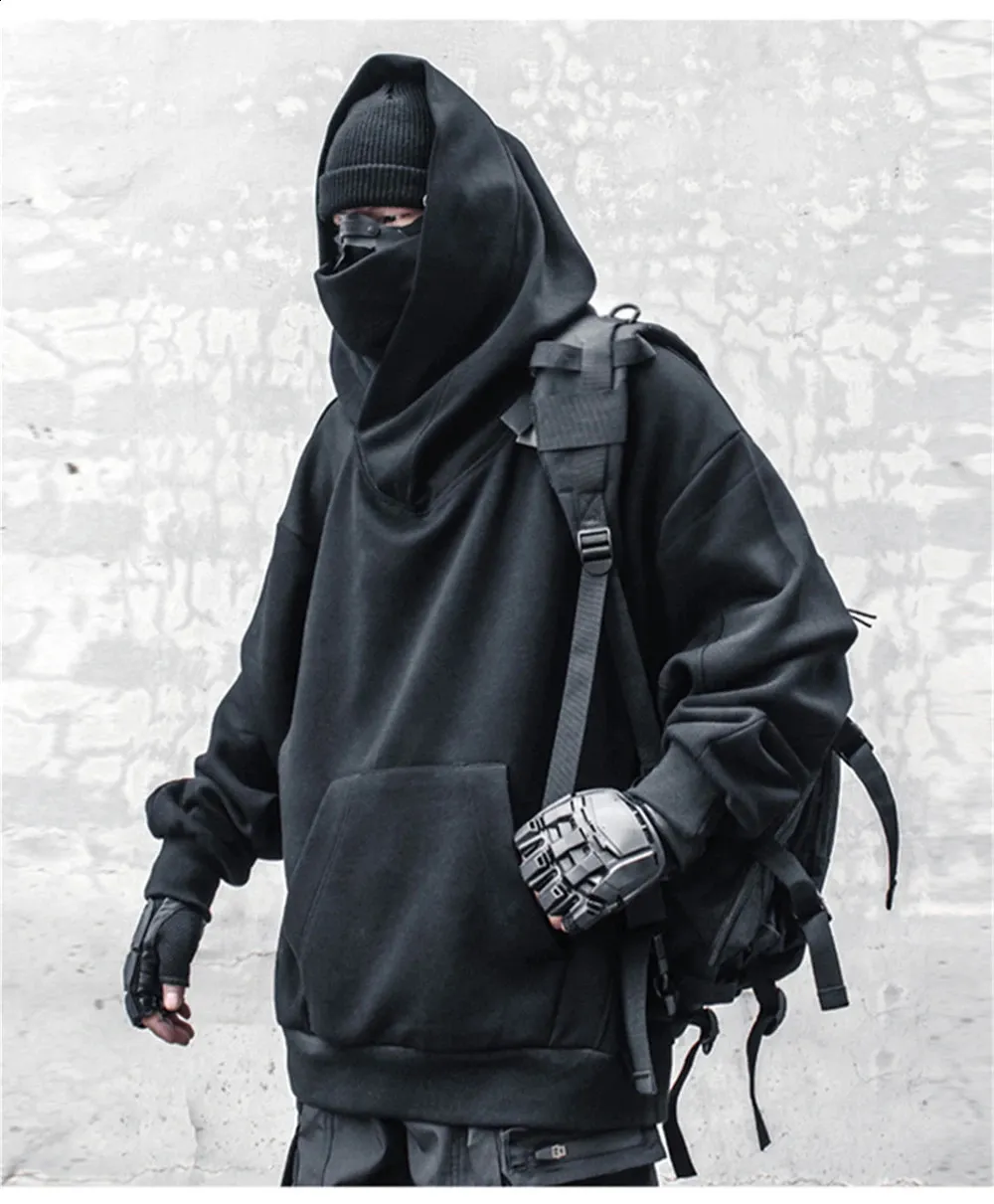 Techwear Hoodie with Double Necklace - Mens Harajuku Hiphop