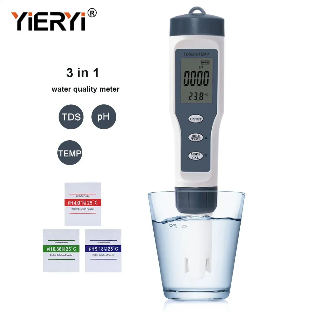 iSpring 3-knops digitale TDS waterhardheid test meter kit met temperatuurkalibratie, 0 - 9990 ppm meetbereik, 1 PPM nauwkeurigheid