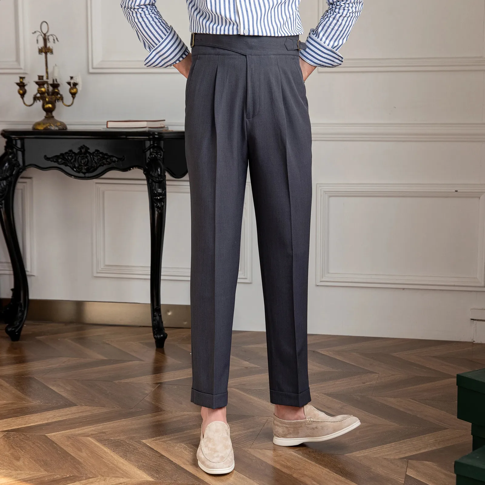 British Dape Gurkha Men's High Waist Straight Pants - Mr. Lus Three Summers Thin Naples (240828)