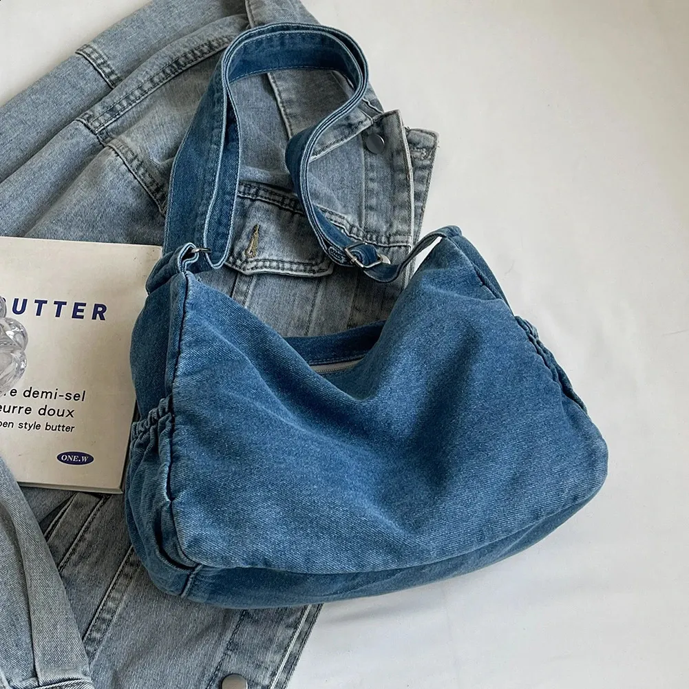 Denim Crossbody Bag: Large Capacity, Adjustable Strap