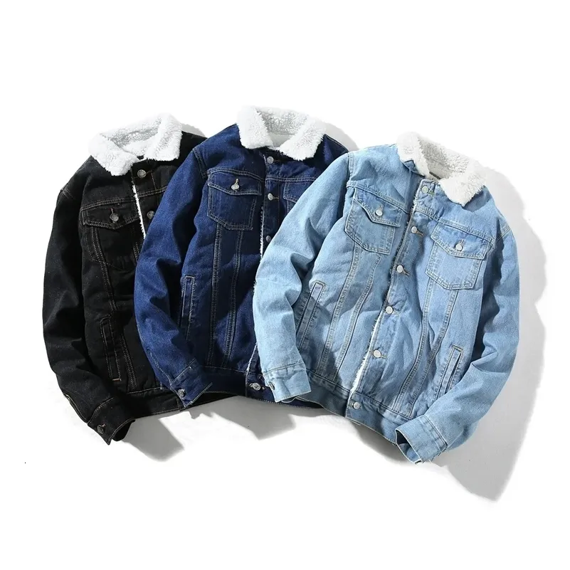 Thick and Warm Men's denim jean jacket with Fleeced