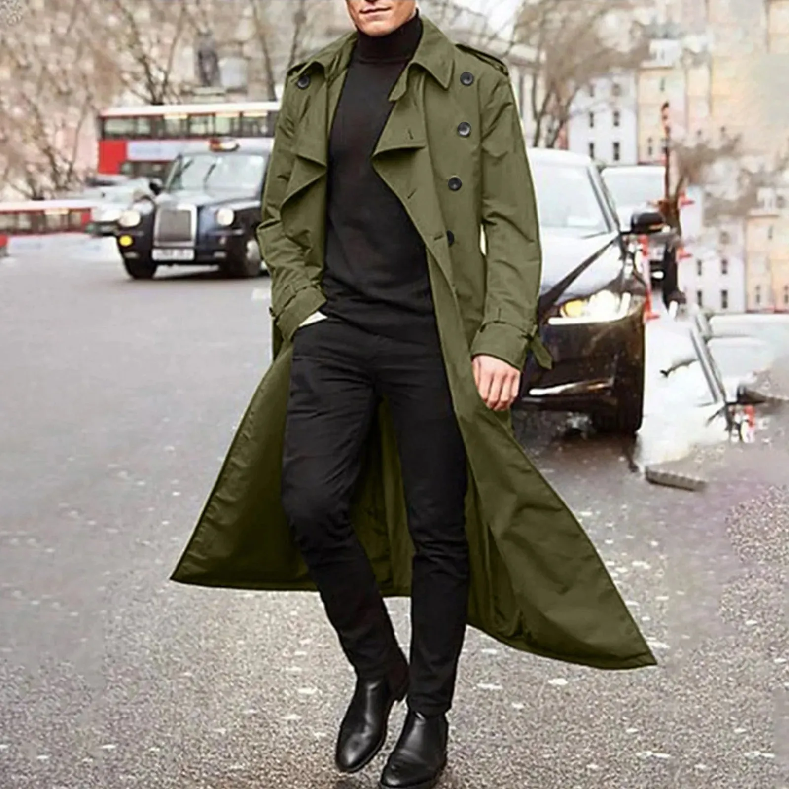 Manteau Hiver Homme Mens Pea Coat SOMTHRON Men's Slim Fit Trench