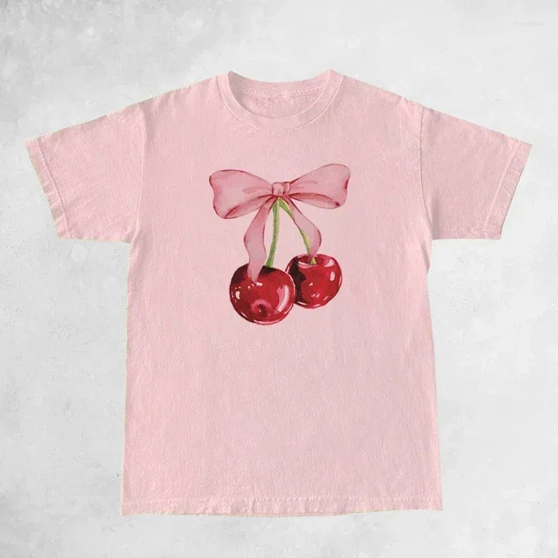 Women's Graphic Tee Summer Women's Cherry Embroidered Graphic Tee