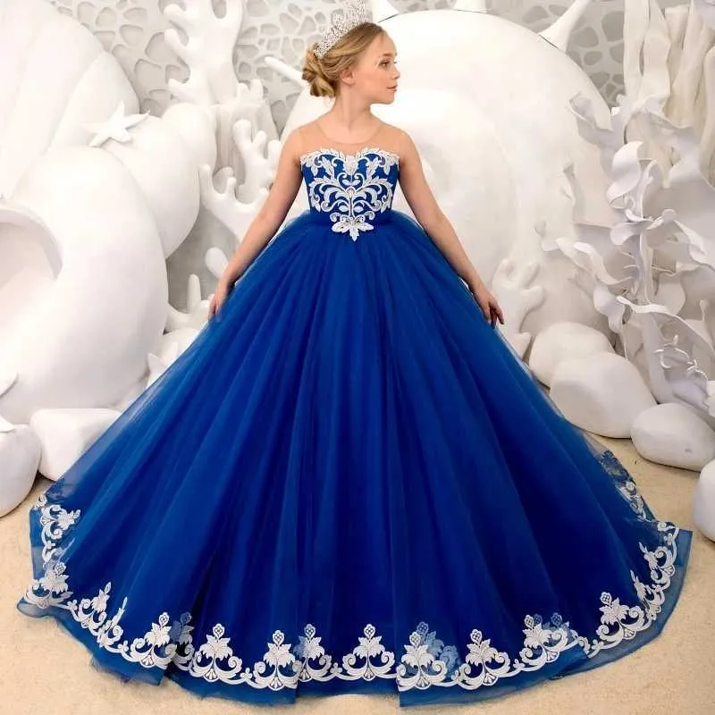 royal blue childrens bridesmaid dresses Little Girls Royal Blue Beaded Pleated Dull Satin Flower Girl Dress 4- –  SophiasStyle.com