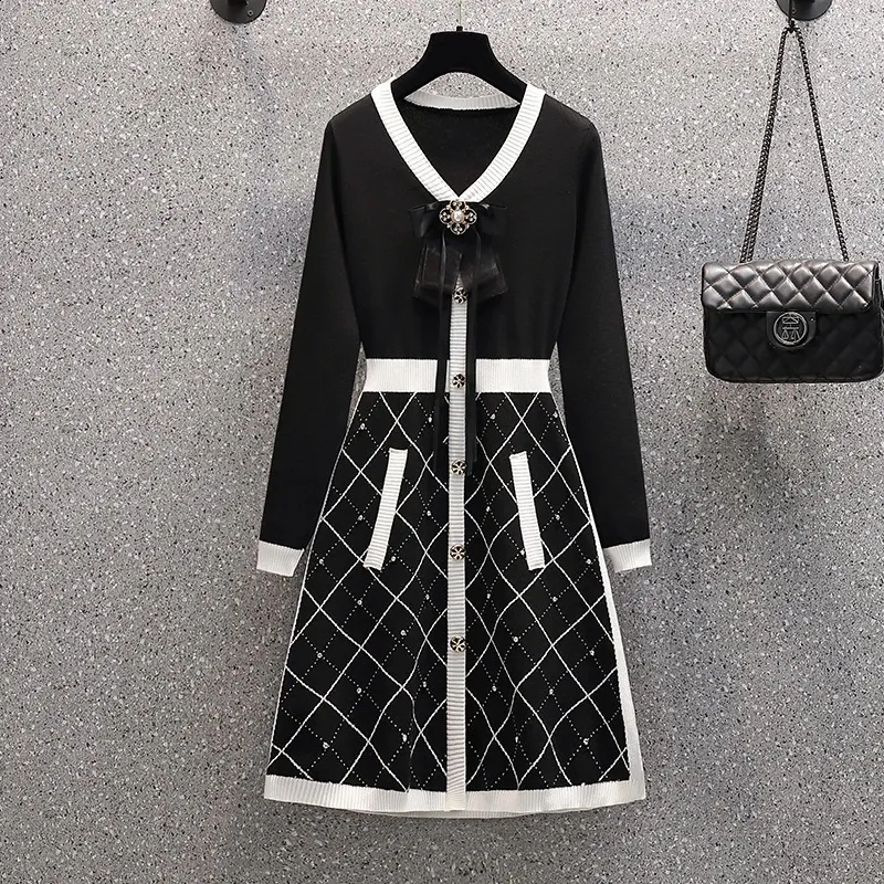 checkered formal dress Black & White Plaid Sequin Embellished Tweed Royal Neckline Maxi Dress –  RAISA VANESSA INT main image 0
