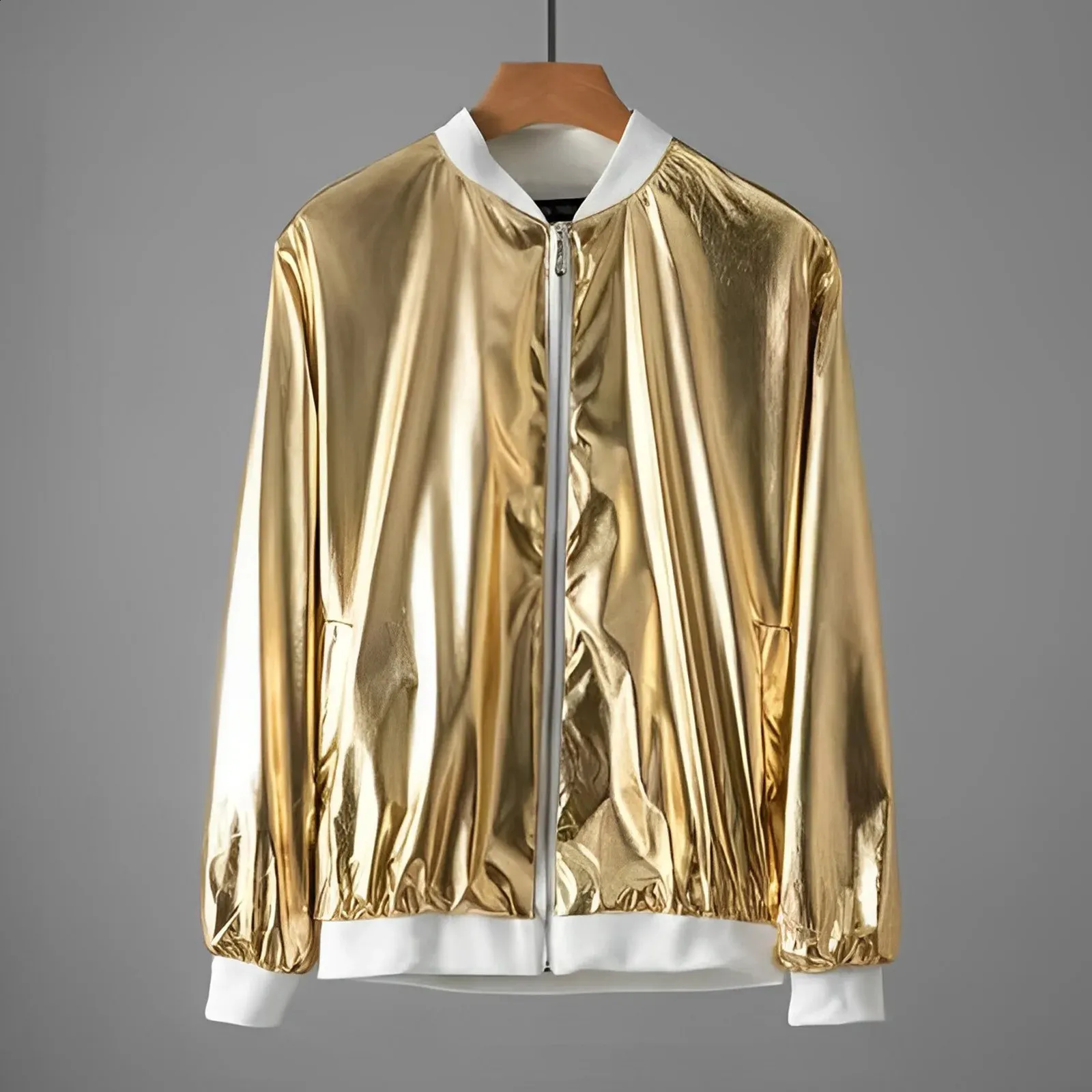 Gold & Silver Metallic Bomber Jacket - Premium Quality Hip