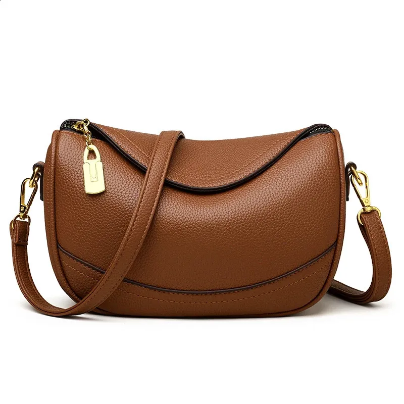 Sac Bandoulière Vintage Marron En Simili Cuir - Taille Moyenne - Neuf Sans étiquette