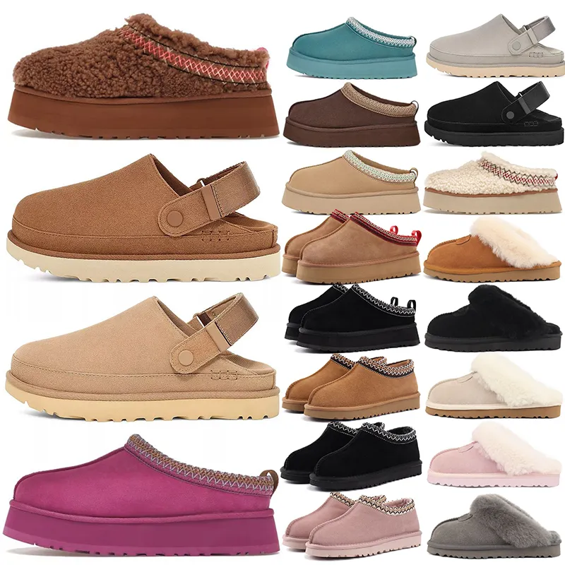 free shipping women designer Clog Slippers tasman winter tazz slipper fur slides australia Chesut black proof thick_voghion.com