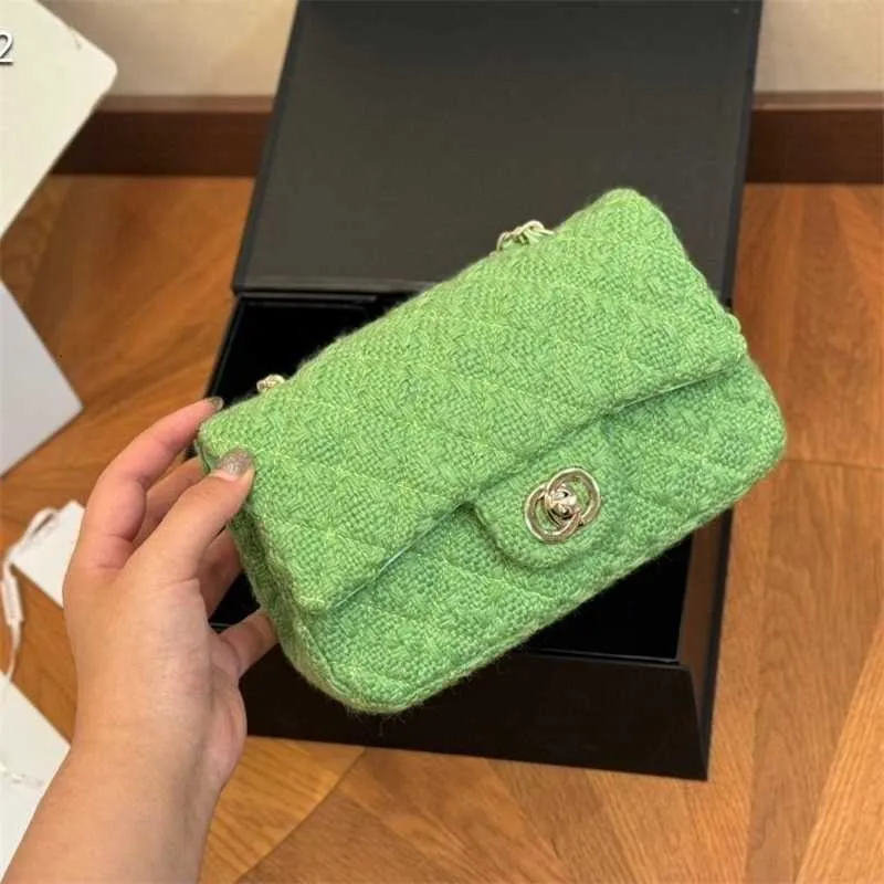 2024 Fragrant Grid Crossbody The Little Green Bag With Chain Shoulder Strap And Diamond Accents