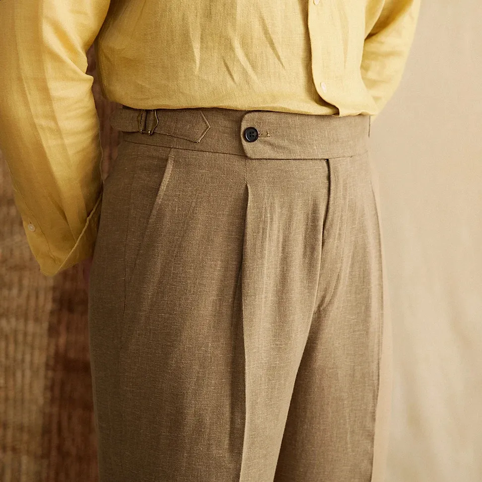 Breathable Lyocell Cotton Formal Pants for Men - High Quality, Thin Leather, High Waisted Casual Dress Pants from Naples (240828) Breathable Lyocell Cotton Formal Pants for Men - High Quality, Thin Leather, High Waisted Casual Dress Pants from Naples (240828)
