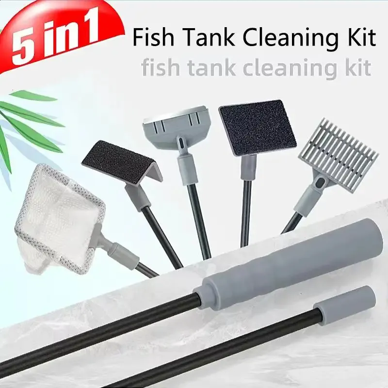 Aquarium Cleaning Kit - Fish Tank Algae Scraper Set, Net, Sponge ...