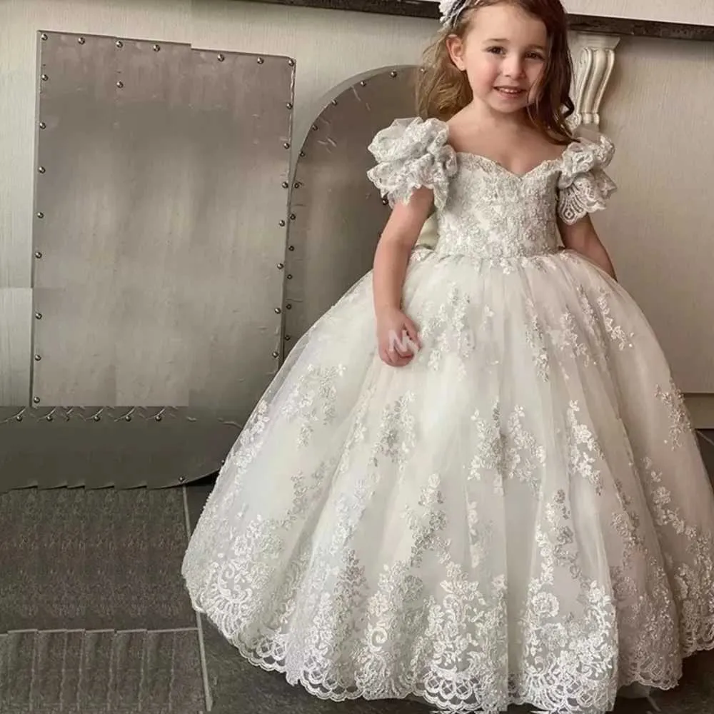 Elegant White Flower Girl Dress: Lace Off-Shoulder Communion Best  Seller! Shop Now!