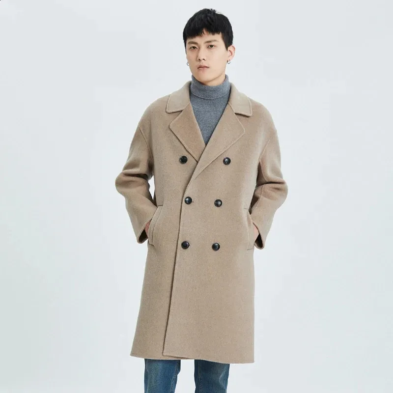 Save Big on Bulk Cashmere Wool Coat Mens Men's Wool Mac Coat, Korean Winter  Jacket Coat Medium Length Double Faced Wool Coat, Suit Collar, Pure Wool