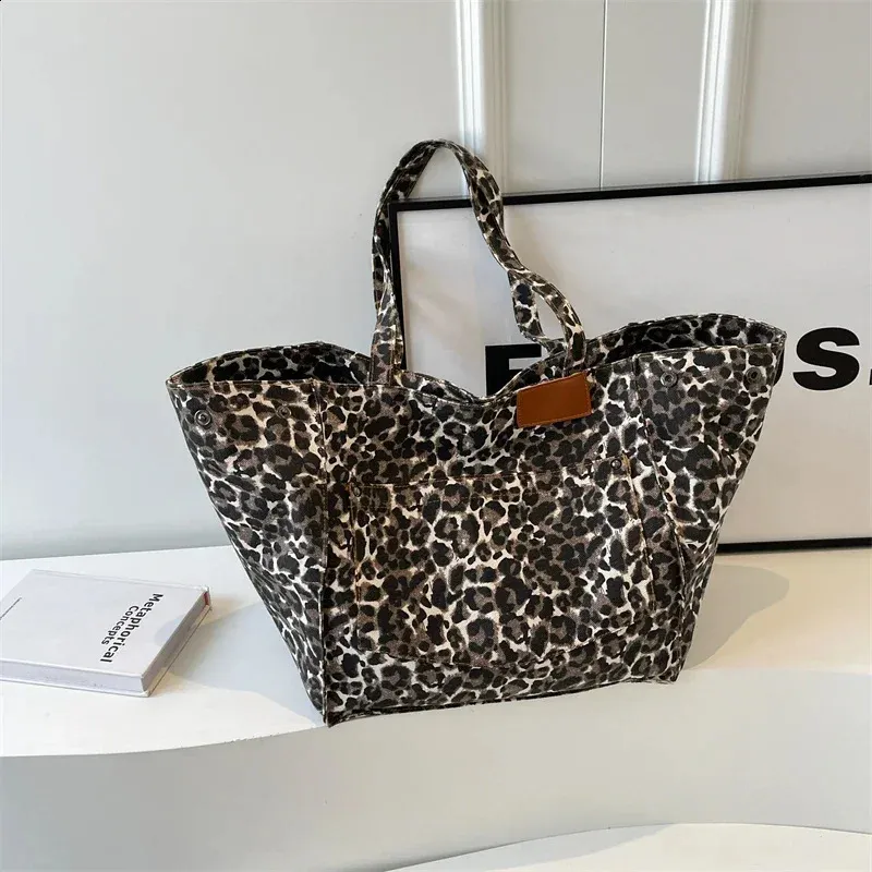Leopard Print Canvas women's shoulder handbags with