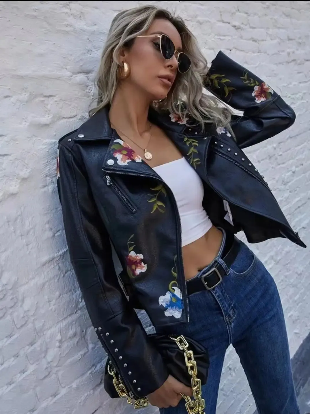 Spring And Summer Embroidery Rivet Womens Pu Heavy Duty