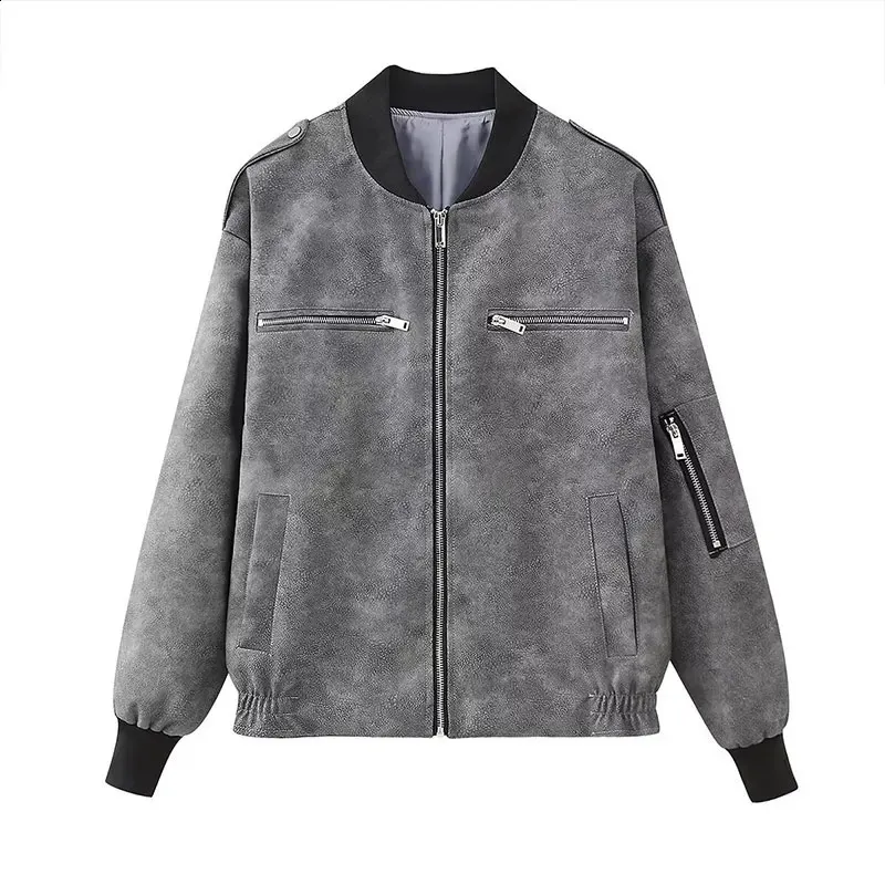 DHgate.com:Fashionable Faux Leather Bomber Jacket Womens