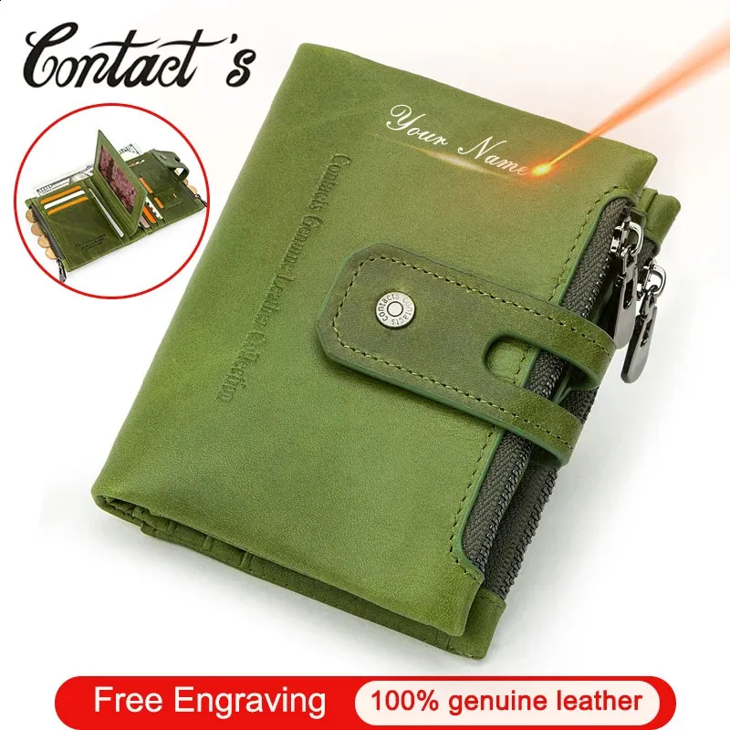 Premium Leather Double Zipper Wallet: Compact Card Holder & Coin Purse ...