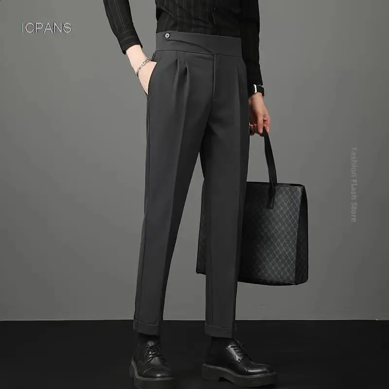 Pantalones De Vestimenta De Doble Plisado Para Hombres: Ajuste