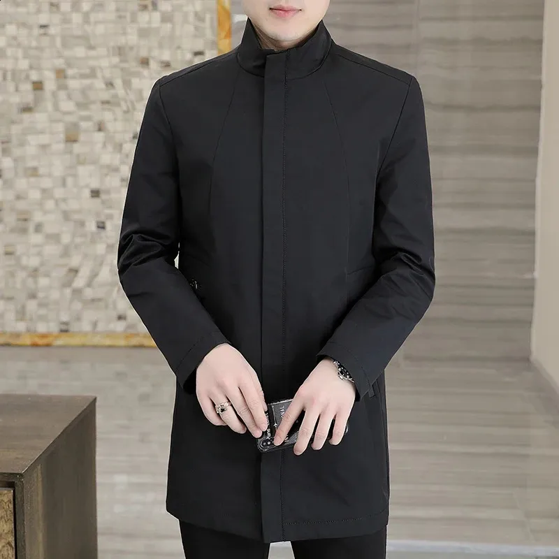 Mens Spring Fall Jacket: Premium Leisure Coat, Stand Up Collar