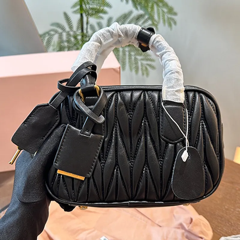 Bowling designer bag tote bag classic pleated handbags designer bag cowhide leather shoulder bag wallet designer cross body bag gold hardware lock
