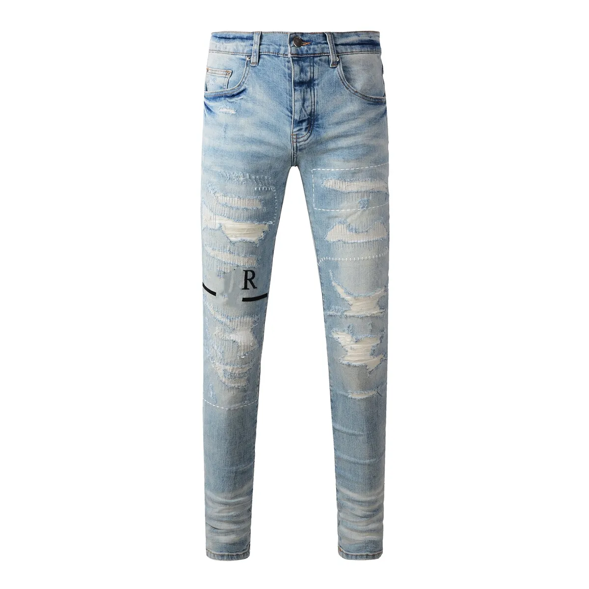 Designer Mens Slim Fit Amiri Jeans Men With Ripped Straight Designer Mens Slim Fit Amiri Jeans Men With Ripped Straight