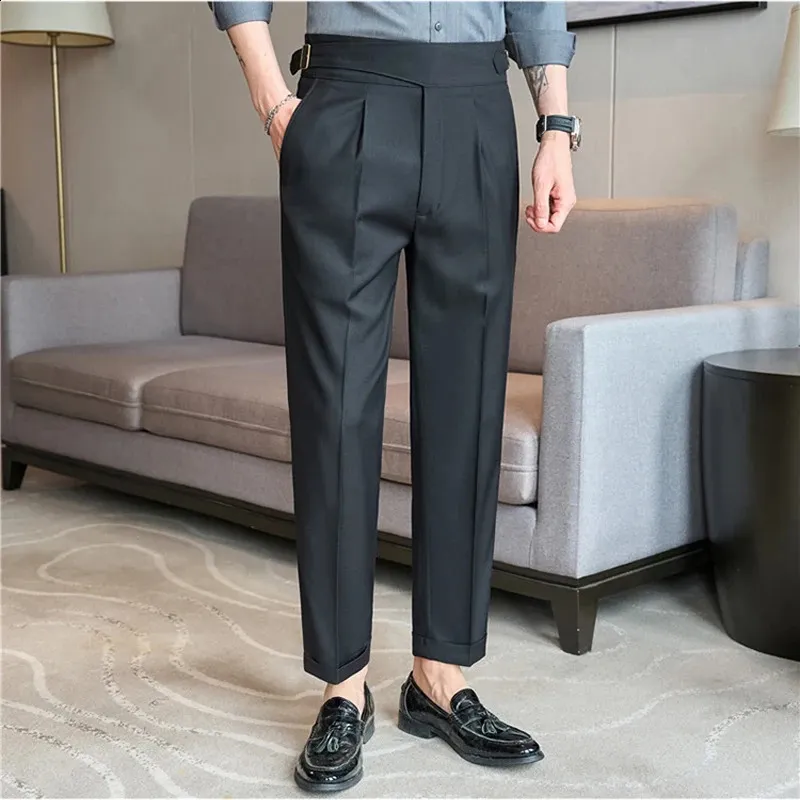 Ankle Pants For Men Mens Elastic Waist Trousers, Retro Business
