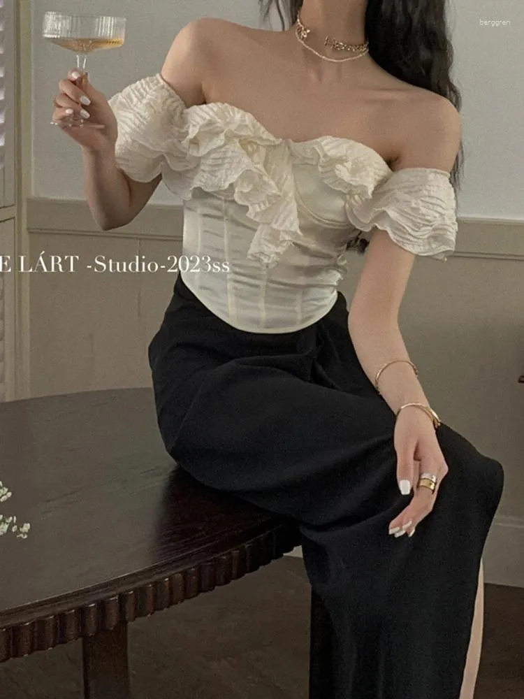 Casual Solid Stringy Selvedge Off the Shoulder Tops Casual Solid Stringy Selvedge Off the Shoulder Tops