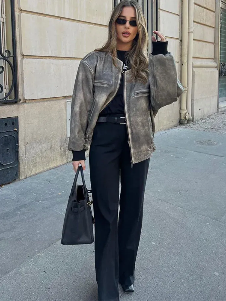 DHgate.com:Fashionable Faux Leather Bomber Jacket Womens