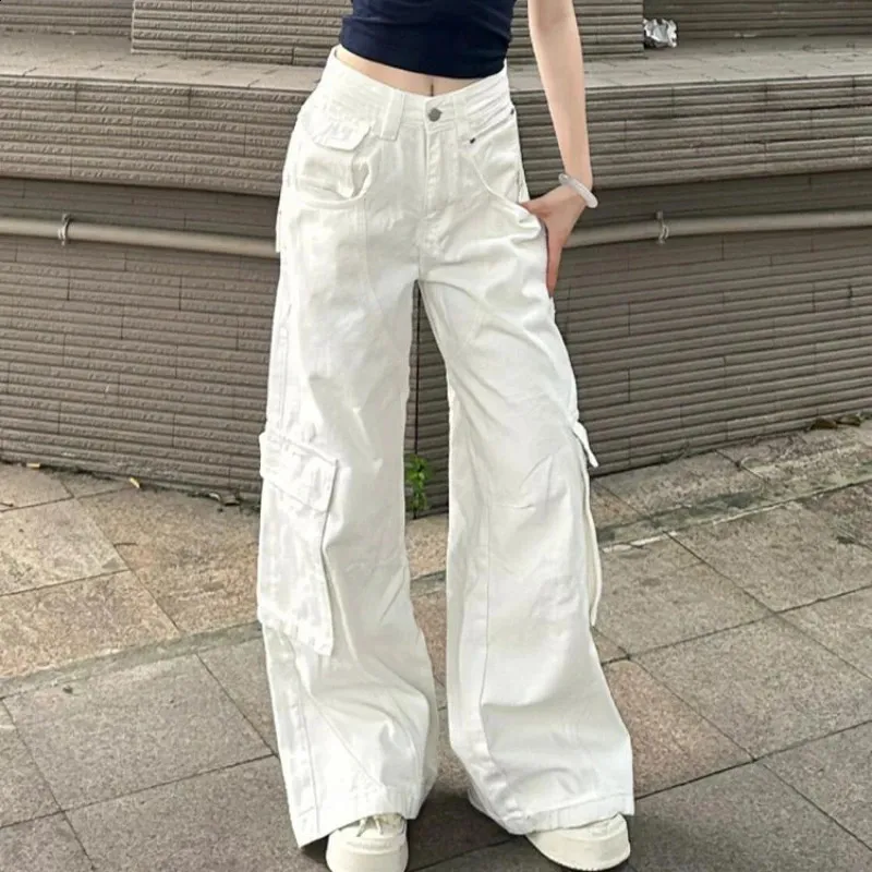 Vintage Cargo Pants Retro Wide Leg Pants, High Waisted Baggy