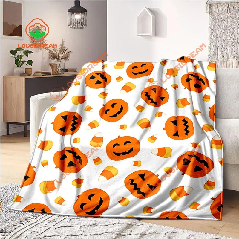 Halloween Pumpkin Throw Blanket - 50x60 Inch Soft Flannel Checkerboard With Spooky Faces, Fall Decor - View #11