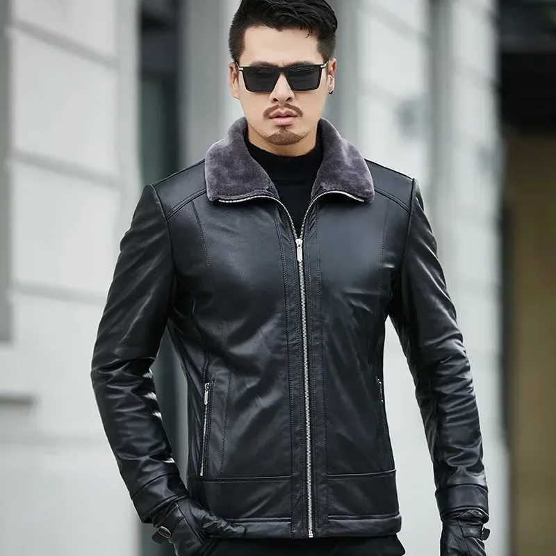Chaqueta De Cuero Casual Para Hombre 2025 - Abrigo De Poliéster, Diseño Liso Y Versátil Para El Día A Día